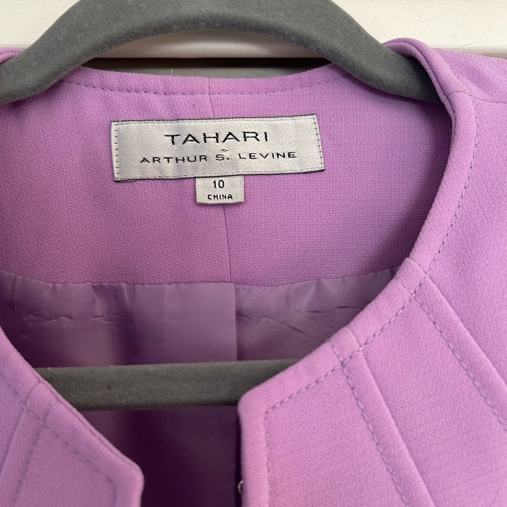 Tahari Purple Blazer Elegant Textured Suit Jacket